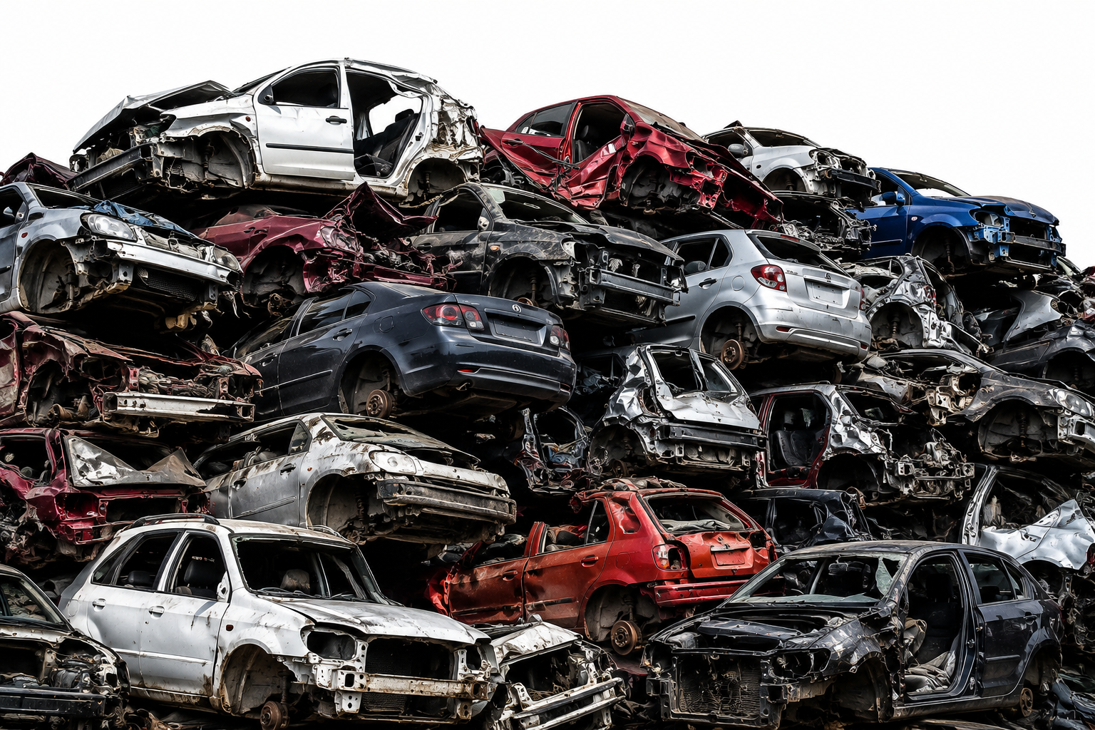 Cars at a vehicle salvage yard